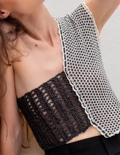 Top Bee Rafia de crochet de algodón y rafia. Hecho a mano de la marca BeMeknes