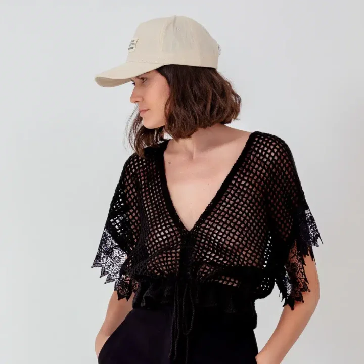 Top Black Guipur