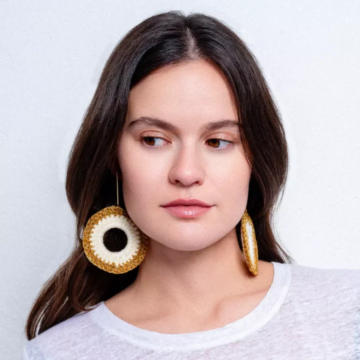 pendientes circulares Sunrise crochet artesanal