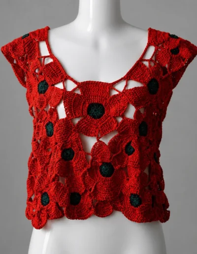 Blusa artesanal Flores Efímeras de BeMeknes inspirada en amapolas