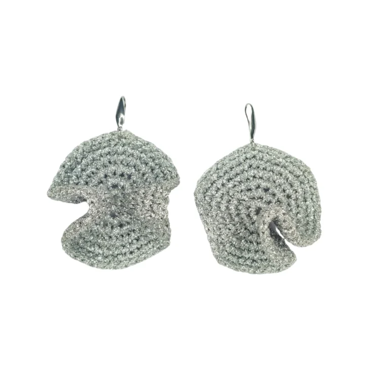 Pendientes Anémona Plata de crochet hechos a mano